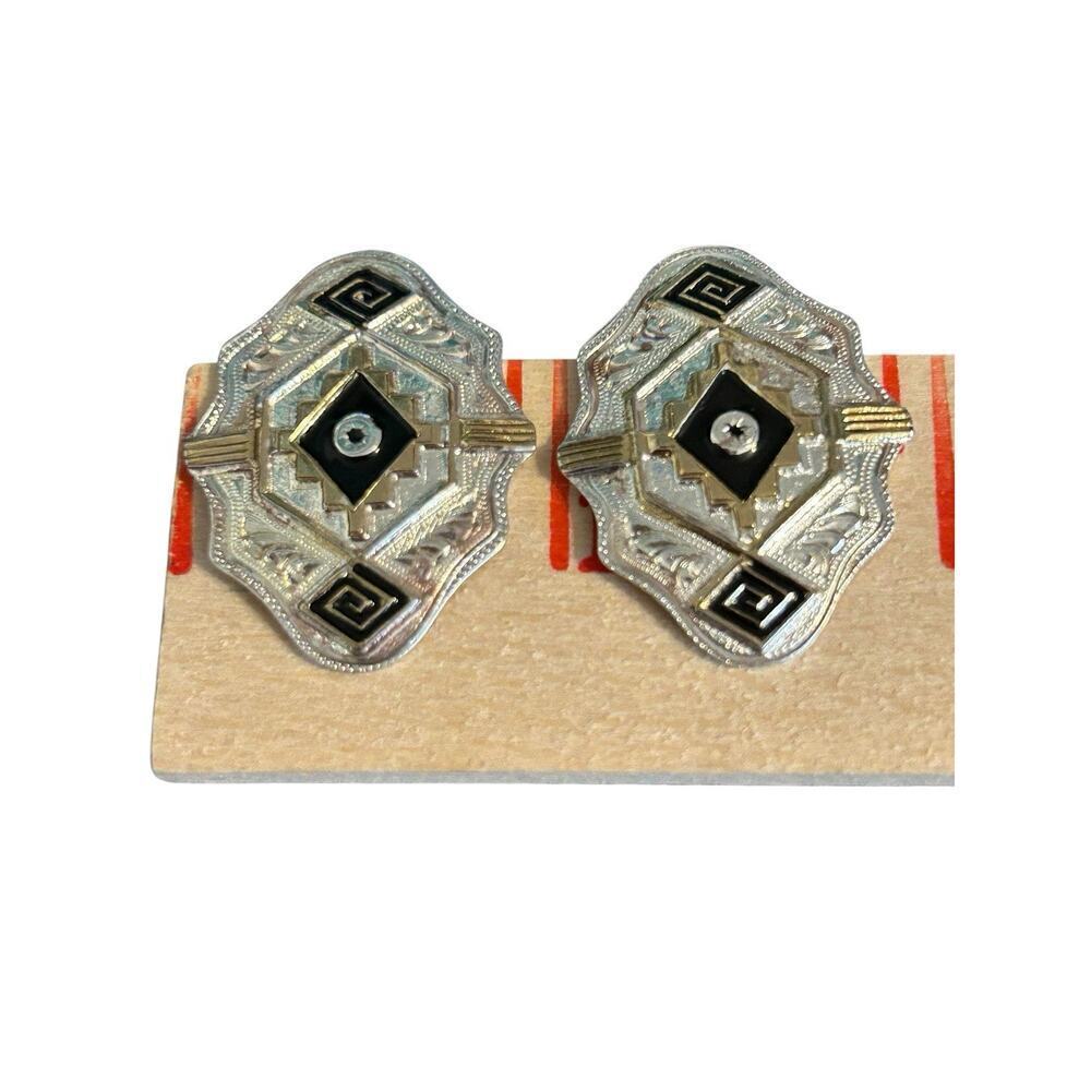 Vintage Montana Silversmiths Tribal Western Earrings In Box